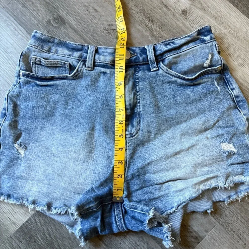 Lauren Conrad High Rise Shorts Light Wash Distressed Denim 10 - Picture 10 of 12